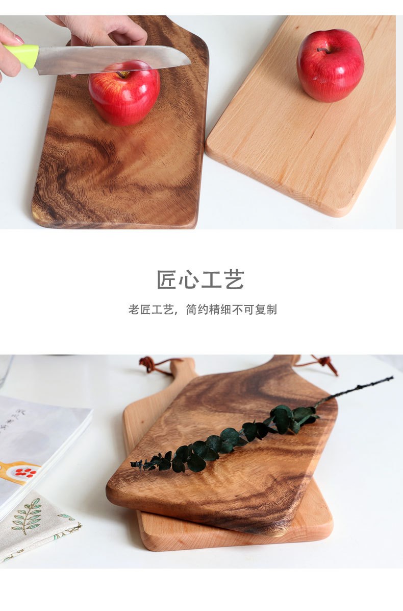 Khay gỗ kiểu nhật, thớt gỗ sồi, sushi gỗ đặc, bít tết tây hình chữ nhật, đĩa gỗ, đạo cụ chụp con lắc đĩa gỗ - Tấm