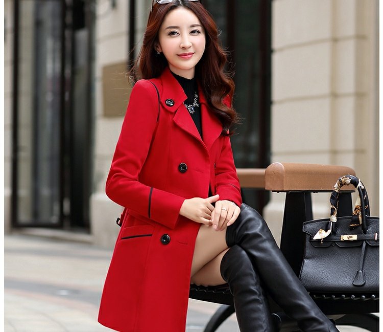 Phiên bản Hàn Quốc của áo khoác len hai mặt nữ giữa mùa thu 2020 mùa đông và thắt lưng mới và áo khoác mỏng Nizi khí chất - Trung bình và dài Coat
