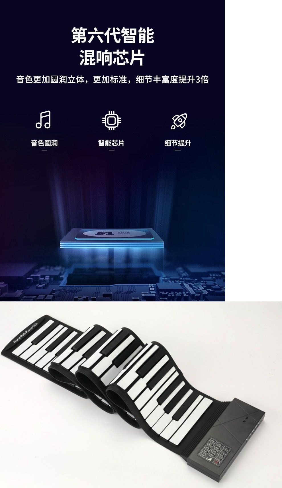 Đàn piano cuộn bằng tay 88 phím dày phiên bản chuyên nghiệp Đàn organ điện tử cầm tay đa chức năng cho người lớn mới bắt đầu - Nhạc cụ phương Tây