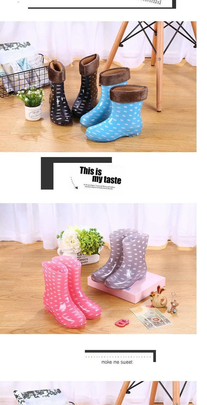 Bông sang trọng ủng đi mưa ủng đi mưa giày không thấm nước giày cao su ủng nước overshoes phụ nữ người lớn nhà bếp làm việc không trơn trượt ống ngắn để giữ ấm trong mùa đông - Rainshoes