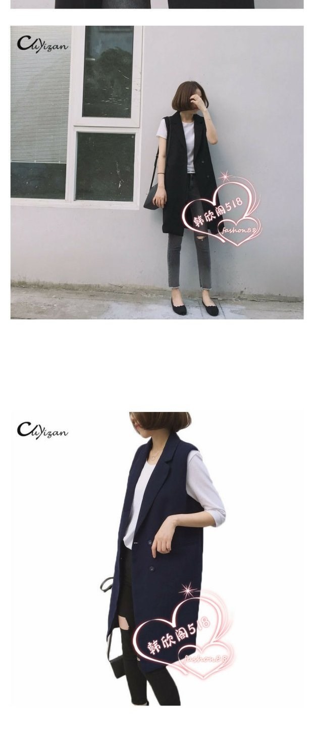 Mùa xuân 2019 và áo dài giữa eo dài phiên bản Hàn Quốc của phụ nữ vest đen mỏng phù hợp với áo vest nữ cỡ lớn - Áo vest