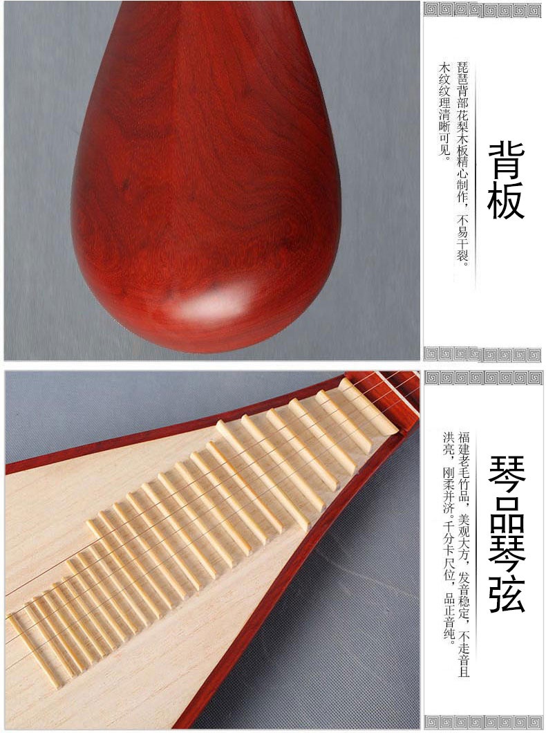 Cao cấp Jiangyin 6902 Red Rosewood Pipa Nhạc cụ Trẻ em Mới bắt đầu Luyện tập Người lớn Phụ kiện miễn phí - Nhạc cụ dân tộc