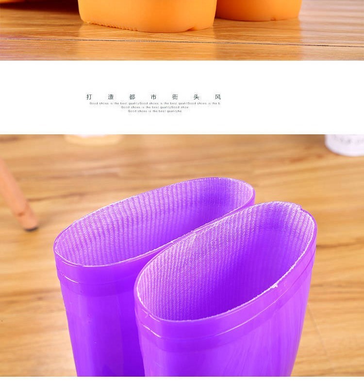 Jelly giày cao đầu đơn giày đi mưa ủng chống thấm nước phụ nữ phong cách thời trang mặc bên ngoài ấm áp và nhung giữa cắt nước thải - Rainshoes