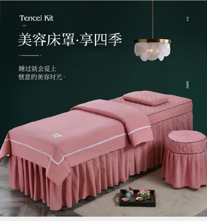 Bốn mảnh đẹp khăn trải giường phong cách mục vụ màu tinh khiết trải giường vẻ đẹp giường bông cotton trải giường loại ren bền và hiện đại - Trang bị tấm