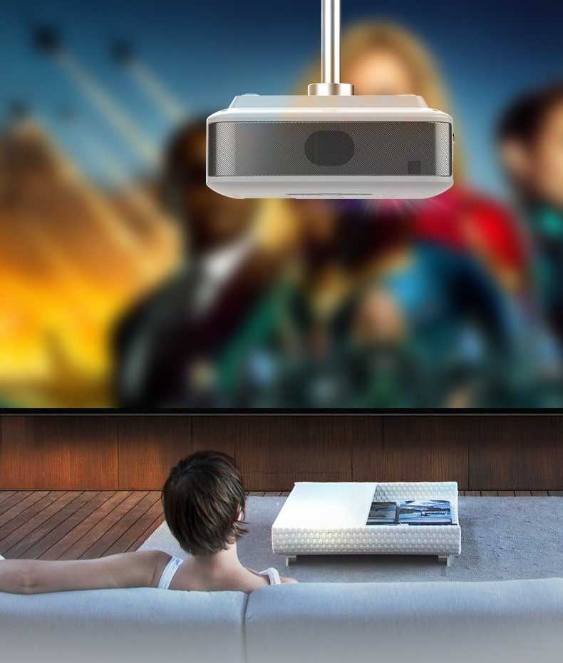 . Máy chiếu HD gia đình máy chiếu phòng ngủ HD điện thoại di động máy chiếu treo tường nhà nhỏ - Máy chiếu