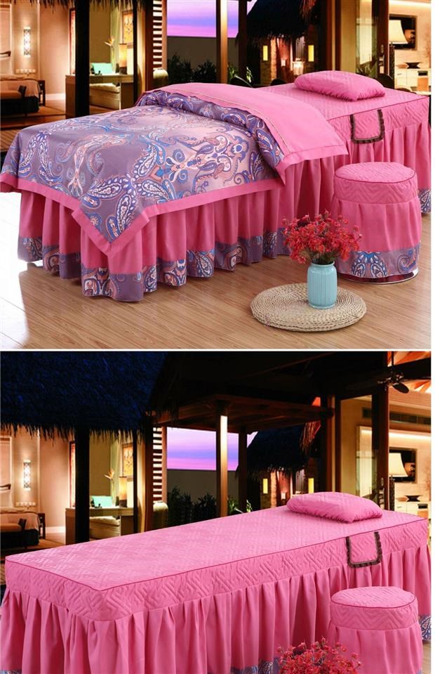 Làm đẹp cửa hàng làm đẹp khăn trải giường bốn mảnh có thể được giặt khô bảo vệ thương mại bìa màu hồng chống vết bẩn ấm áp váy phủ giường phân - Trang bị tấm