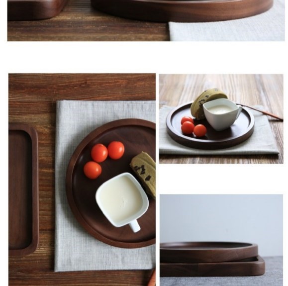 Khay gỗ óc chó màu đen gỗ rắn hình chữ nhật gia đình khay tách trà tách trà phong cách Nhật Bản bộ đồ ăn bằng gỗ - Tấm