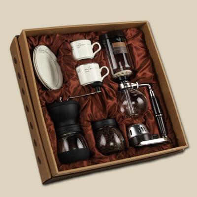 Máy xay cà phê retro máy xay siphon nồi thủ công máy pha cà phê bộ hộp quà tặng gia đình nồi thủy tinh máy pha cà phê quà tặng - Cà phê