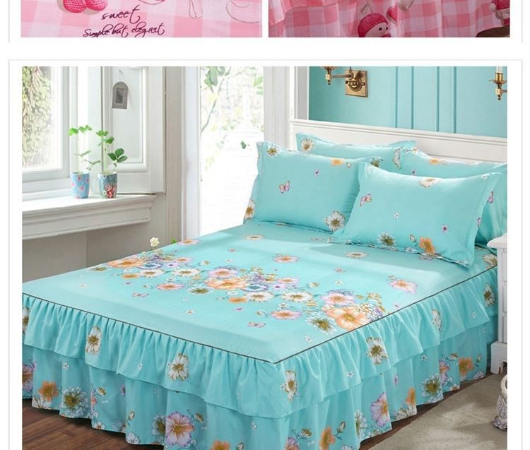 Váy ngủ loại 1,8x2,2 mét cotton công chúa trải giường nệm màu hồng đơn giản ga trải giường ngủ tập thể vỏ chăn vỏ bọc bảo vệ - Váy Petti