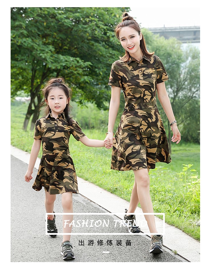 Quần áo mùa hè dành cho phụ huynh và trẻ em 2020 váy ngụy trang mới của Hàn Quốc nữ và nữ quần áo ngụy trang nữ mùa hè giản dị phù hợp với hai mảnh - Trang phục dành cho cha mẹ và con