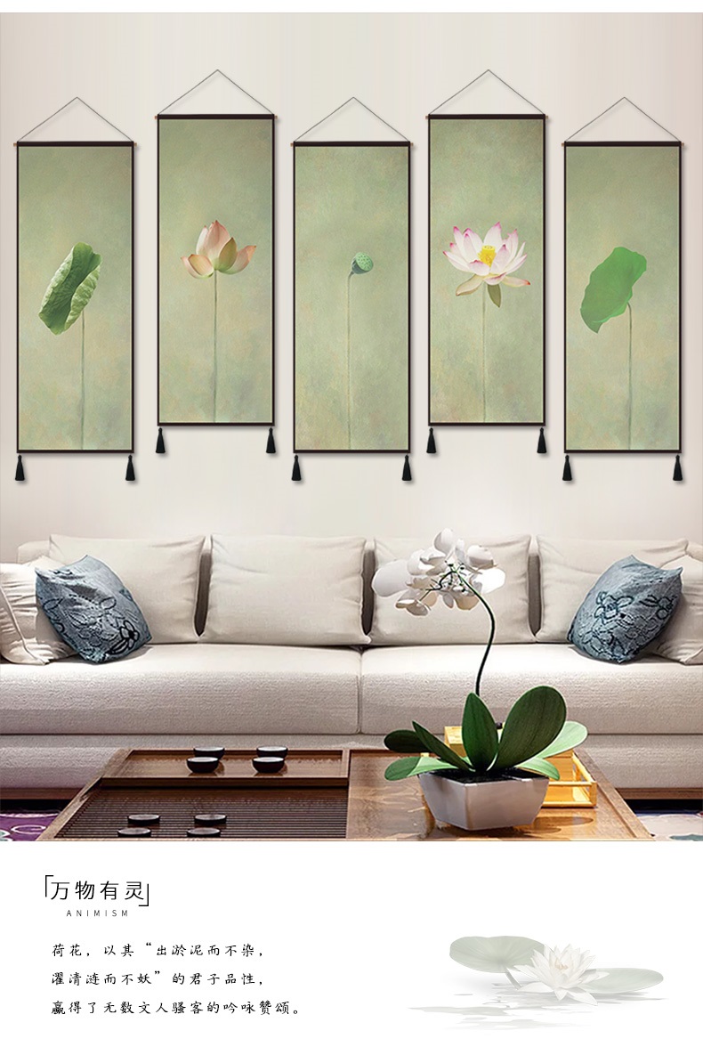 Phong cách Trung Quốc trang trí phòng khách bức tranh hoa sen Tấm thảm trang trí sofa phong cách Trung Quốc treo vải nền tường vải nghệ thuật trang trí vải trang trí - Tapestry