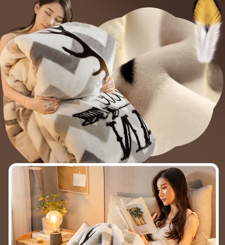 Chăn dày hai lớp chăn bông bìa một mảnh mùa đông nhung ấm áp nhung chăn chăn bông bìa thư giãn ngủ trưa bìa chăn - Ném / Chăn
