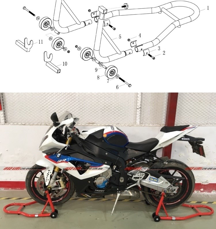 Khung nâng di động xe máy nặng máy bảo trì khung công cụ khung gầm sau khung bảo trì ống chống rơi ra - Bộ sửa chữa Motrocycle