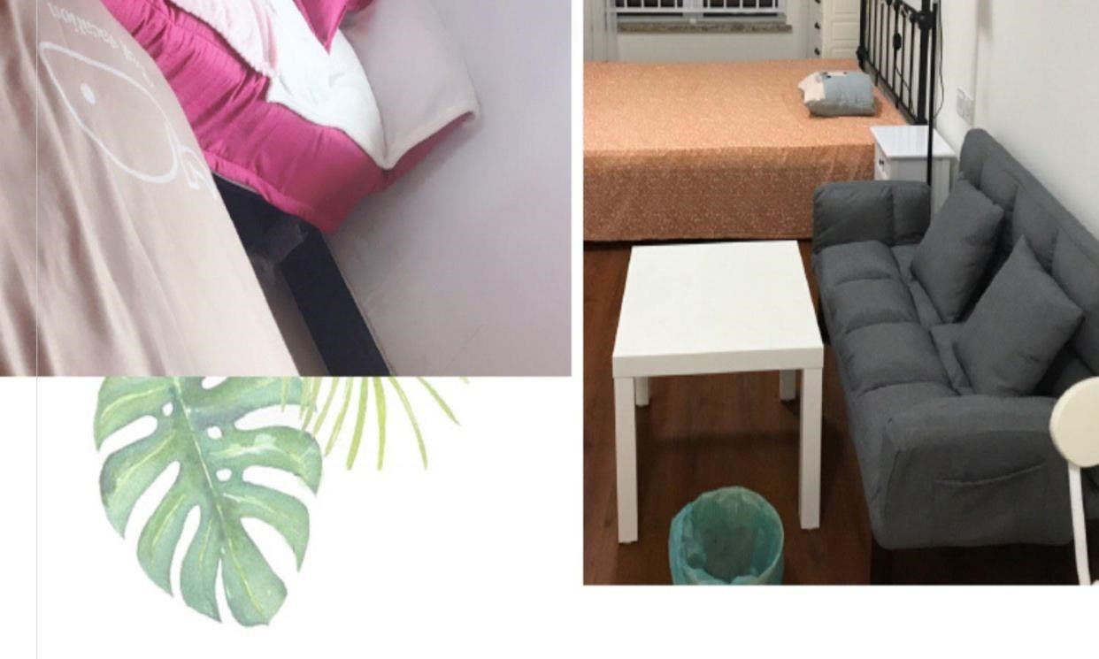 Mẫu giáo nhỏ đơn giản căn hộ nhỏ ghế sofa phòng khách nhỏ hẹp màu hồng văn phòng kinh tế Internet quán cà phê ghế vải - Ghế sô pha