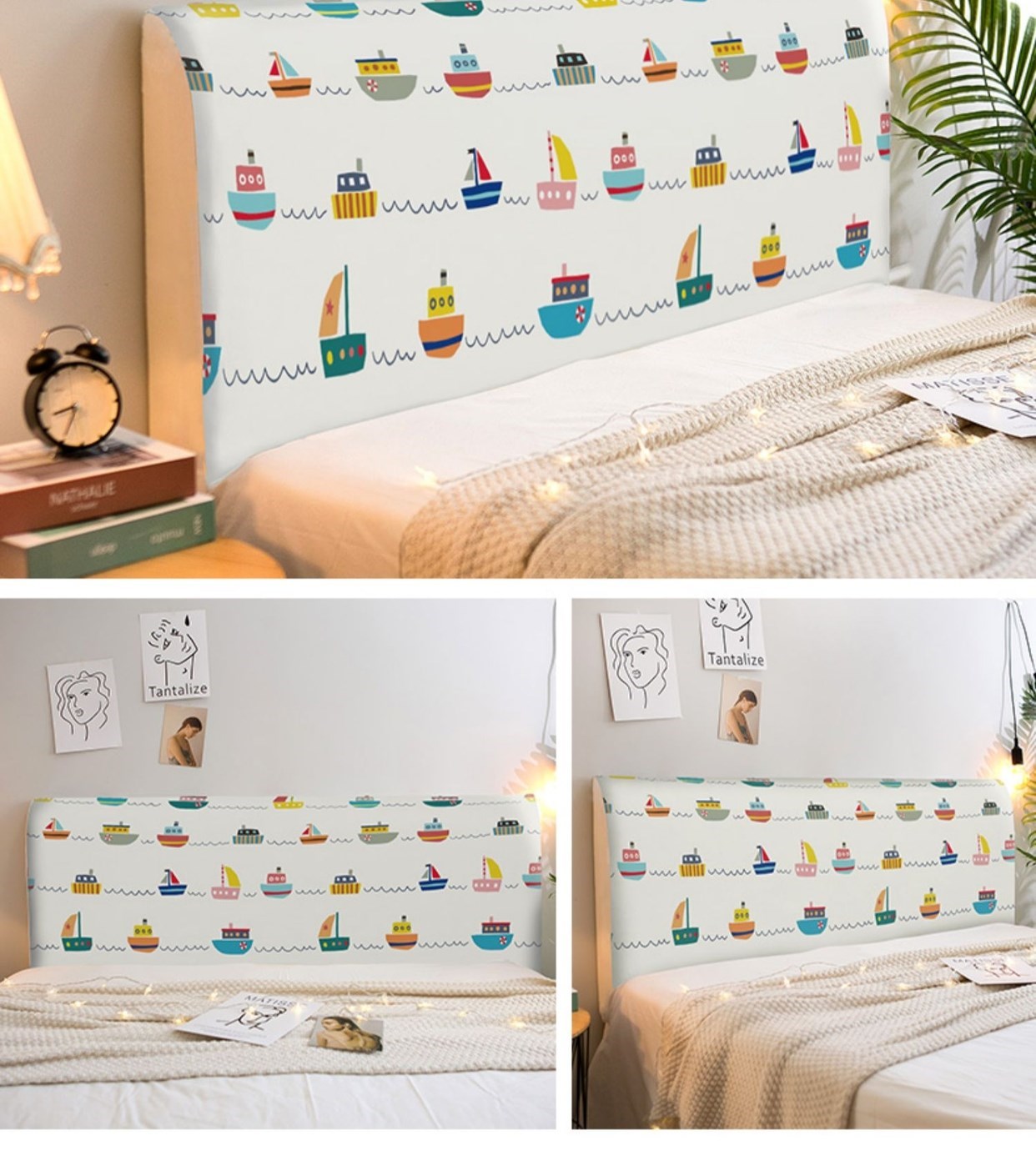 Nắp đầu giường kiểu Bắc Âu bao gồm đầy đủ vải đàn hồi bọc mềm 1,8 mét để bảo vệ bìa sau giường 1,5 mét. - Bảo vệ bụi