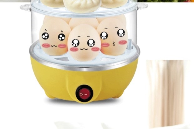 Thiết bị nhỏ, dụng cụ nhà bếp, nồi hấp điện mini, nồi trứng, nồi hấp điện đôi, bánh ngô hấp, rau hấp - Nồi trứng