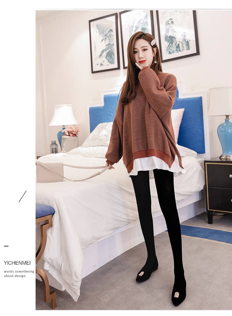 Quần áp nữ đi tất bếp ống siêu ôm chân đẹp tạo dáng legging đen thu đông cộng nhung dày đục chân - Vớ giảm béo
