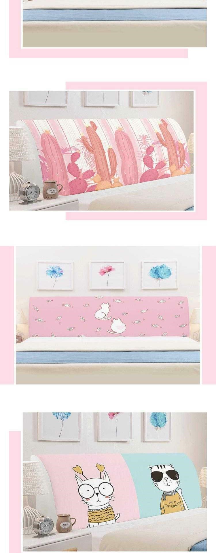Bìa đầu giường bao gồm tất cả vải màu hồng công chúa gió đàn hồi phổ quát phổ quát bảo vệ bìa gỗ rắn đầu giường che bụi - Bảo vệ bụi