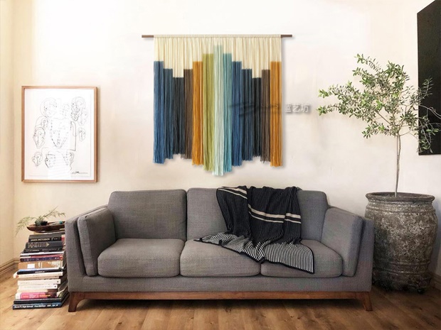 Tám màu phong cách Bắc Âu dải dọc nhuộm thảm dệt tay trang trí tường treo tường phòng khách hiên nhà trang trí nghệ thuật - Tapestry