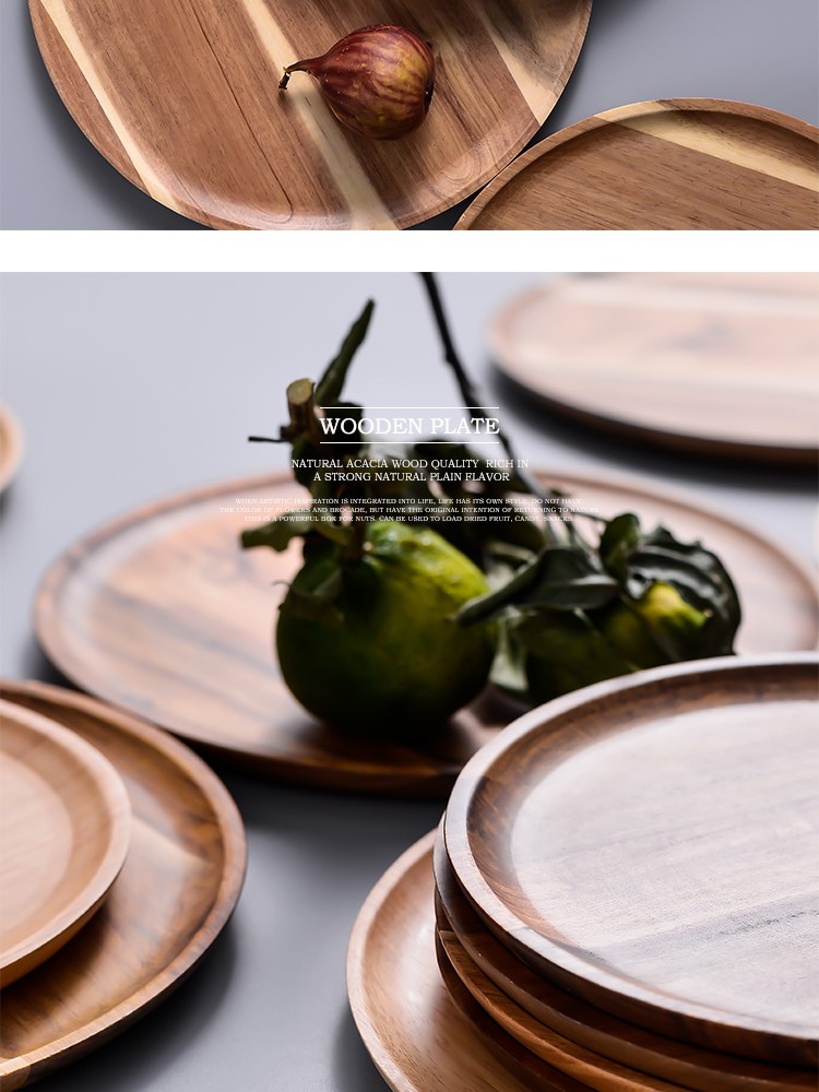 Thực phẩm nước Trà Đĩa Bánh Đĩa Trái cây Sushi Đĩa tráng miệng Khay tròn Đồ ăn nhẹ Bữa tối bằng gỗ Đĩa gia đình Đĩa gỗ Kiểu Nhật - Tấm