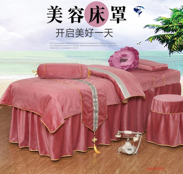Mới. Bốn mảnh màu tinh khiết làm đẹp giường trải giường pha lê nhung đẹp trải giường cho thẩm mỹ viện Bộ trải giường massage Châu Âu - Trang bị tấm