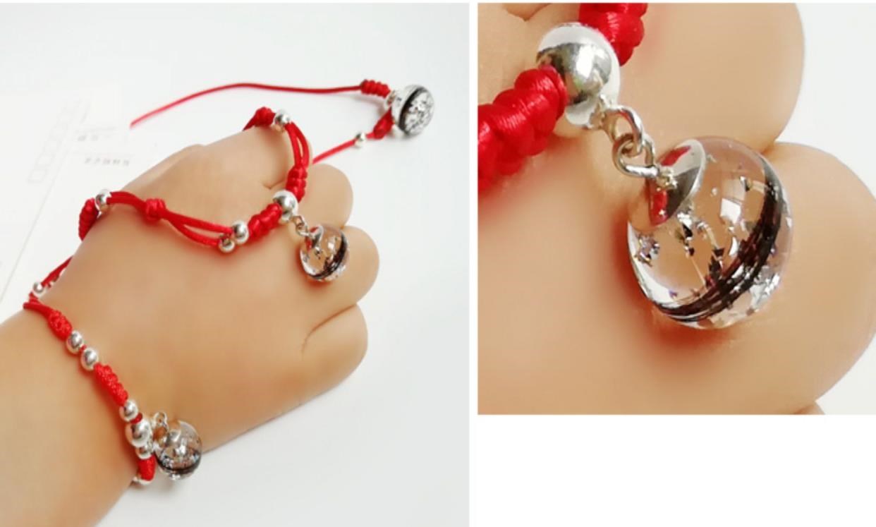 Lanugo Mặt dây chuyền Vòng đeo tay cho Bé Kho báu của Nam và Nữ Dây bện Lanugo Đồ trang sức tóc Ba vòng chân Một sợi dây đỏ 925 từ một gia đình - Vòng chân