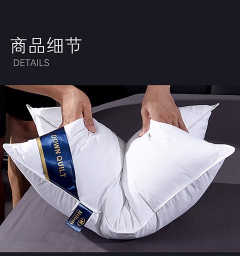 Gối chăm sóc gia đình cotton trắng khách sạn 5 sao gối kê cổ đơn Hilton 95 ruột gối một đôi lõi - Gối