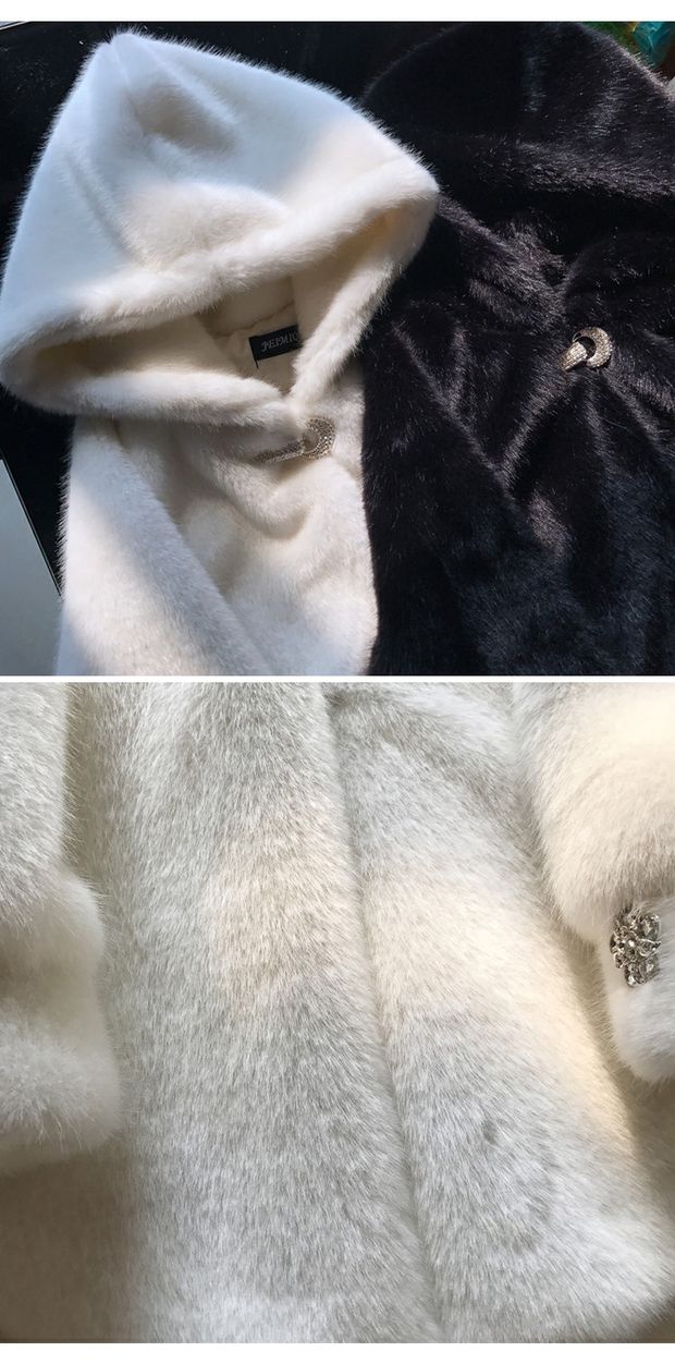 Bán lông ngoài mùa đặc biệt, lông chồn giả, lông thú trùm đầu toàn bộ lông chồn, áo dài giữa, mùa xuân - Faux Fur
