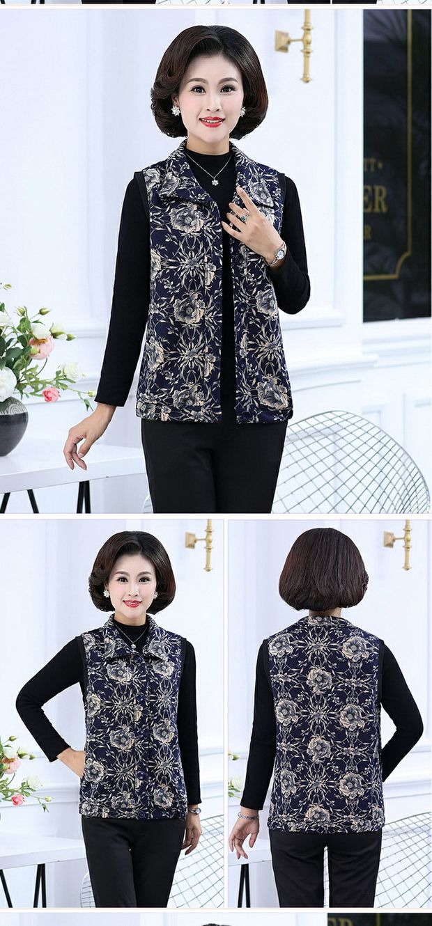Phụ nữ trung niên và cao tuổi mặc áo phao cotton mỏng của mẹ trung niên mùa xuân và mùa thu mẫu áo khoác cotton vest mới - Áo vest