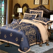 Cao cấp giường phong cách châu Âu Bốn 1.8 jacquard bông satin bông chăn đúp sang trọng Khăn 2.0 - Bộ đồ giường bốn mảnh