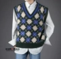 Hàn Quốc Dongdaemun mua sắm nam màu sắc phù hợp với mô hình hình thoi len retro v-cổ áo thun đan vest vest thủy triều khoác len mỏng