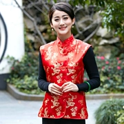 Lễ hội thổ cẩm kiểu Trung Quốc đơn vest phù hợp với phụ nữ vest vest mùa xuân và mùa thu dịch vụ trà catwalk trình diễn trang phục