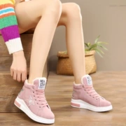 Giày thể thao nữ 2018 mới mùa đông cộng với nhung cao giúp giày cotton Học sinh trung học Hàn Quốc đế bệt màu hồng