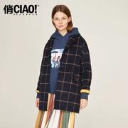 CIAO! Dafanfan phần dài mùa đông Hàn Quốc áo khoác len áo khoác len nữ chất liệu len - Áo Hàn Quốc