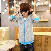 Teen nam cộng với áo len nhung dày phiên bản Hàn Quốc của áo khoác trùm đầu học sinh mùa đông quần áo nam thể thao