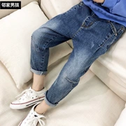 Quần áo bé trai quần jeans xuân hè 2019 mùa thu quần trẻ em mới trong quần dài trẻ em mùa thu phiên bản Hàn Quốc của thủy triều - Quần