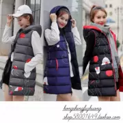 Áo vest cotton nữ 2018 mùa đông trùm đầu cỡ lớn M béo phần dài hai bên mặc áo vest cotton màu đen vest vest cotton