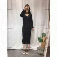 Tidal dress nữ 2019 đan áo len đầm cỡ lớn cộng với chân váy mập mạp váy len dài màu đen quốc phục - Trang phục dân tộc quần sooc