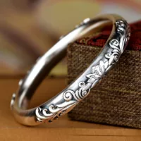 Ретро серебряный браслет ручной работы, подарок на день рождения