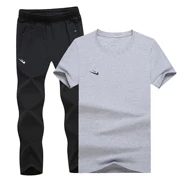 Xuanyuan Nike Tai phù hợp với thể thao nam mùa hè cotton ngắn tay quần thể thao chạy mùa hè vận chuyển giản dị - Thể thao sau