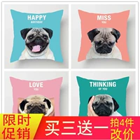 Creative Candy Color Chúc mừng Starling Pug Dog Dog Gối Case Xe Sofa Đệm Sinh nhật Gối Quà tặng gối tựa sofa