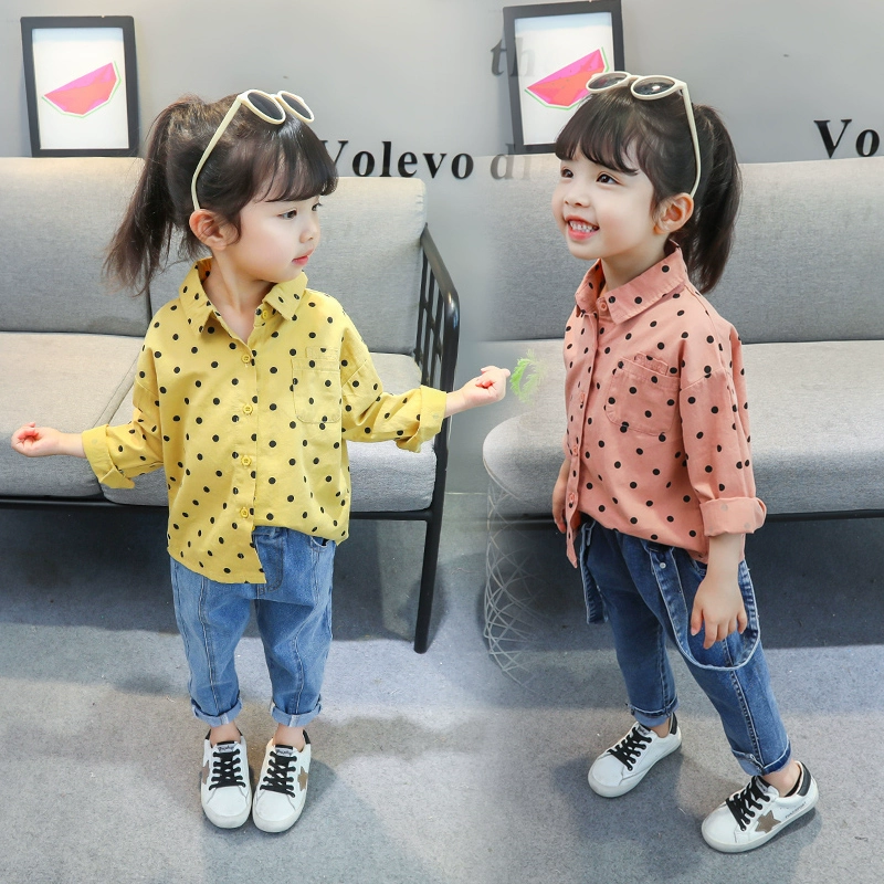 Mùa thu 2019 bé gái sơ mi trẻ em sơ mi cardigan ý tưởng giản dị 1-3-6 tuổi áo sơ mi nữ phong cách nước ngoài - Áo sơ mi