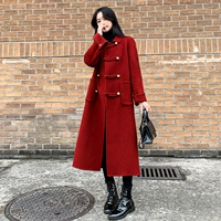 Красный двусторонний кашемир, зимнее модное шерстяное пальто, 2023, в британском стиле