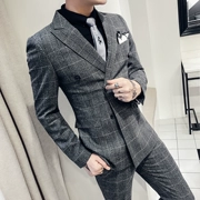 Thời trang mới Quần áo kẻ sọc nam Anh phù hợp với thanh niên nam giới xã hội nhỏ phù hợp với nam giới phù hợp với đôi ngực - Suit phù hợp