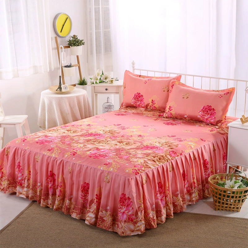 Váy ngủ dày ba mảnh bằng vải twill cotton 1,8 mét 1,5m Giường chống trượt nệm trải giường đơn mảnh trải giường trải giường li - Trang bị tấm