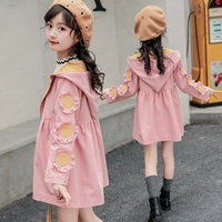 Áo khoác bé gái mùa xuân và mùa thu Cô gái Hàn Quốc trong phần dài 2019 áo khoác ngoài trẻ em lớn mới cho công chúa áo gió công chúa - Áo khoác áo chống nắng bé gái cao cấp