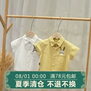 Trẻ em nam nữ có phần mỏng, áo sơ mi màu trơn, áo sơ mi ngắn tay trẻ em 0-1234 tuổi cotton hàng đầu mùa hè - Áo sơ mi