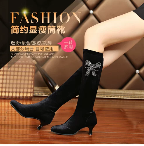 Демисезонные танцующие высокие сапоги, туфли, флисовые комфортные ботинки