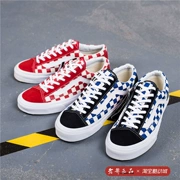 Bậc thầy tại nhà Vans Style36 màu xanh đỏ kẻ ca rô cổ điển giày nam và nữ