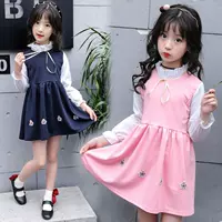 Quần áo trẻ em gái đầm xuân sản phẩm mới 2019 trẻ em lớn Hàn Quốc phiên bản in hình vương miện cổ áo váy thủy triều - Khác quần áo trẻ em xuất khẩu